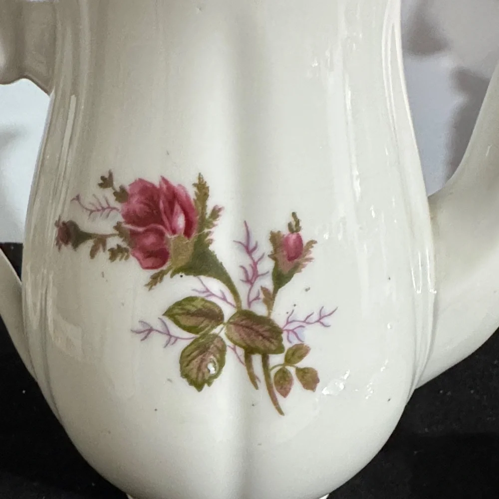Royal Sealy Teapot China Moss Rose Japan Vtg